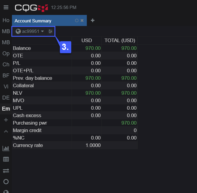 CQG Desktop Account Balance 4