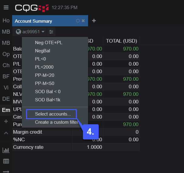 CQG Desktop Account Balance 5