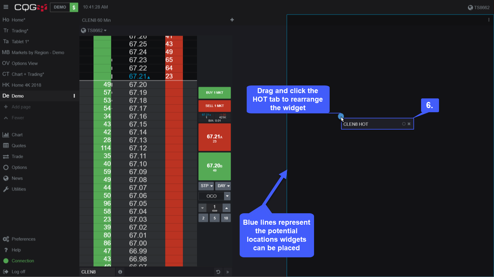 CQG Desktop Arranging Widgets 6